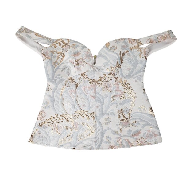 Express Off Shoulder Corset Top NWT Brocade Bustier Sz 4 Party Occasion - Picture 1 of 7